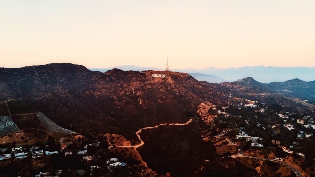 An aerial view of the Hollywood Hills in Los Angeles, California, one of the top cities for foreign investors in the US. 