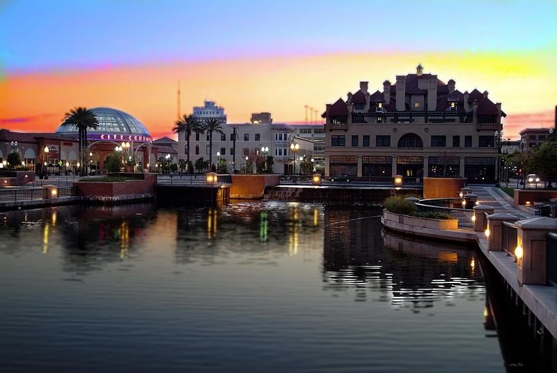 A sunset view of Stockton, one of the best cities to buy rental property in California. 