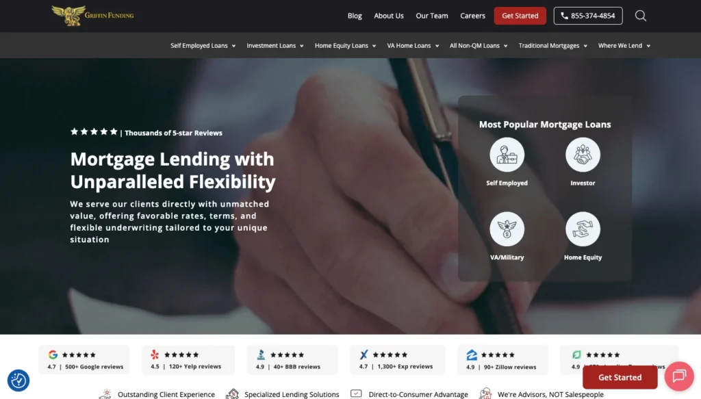 Griffin Funding vs. Angel Oak vs. Defy Mortgage: A DSCR Loan Comparison 2 Griffin Funding_homepage